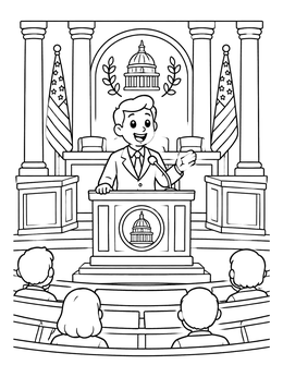 Free printable Politician Speaking At The Assembly Podium coloring page