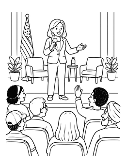 Free printable Town Hall Meeting With Politician coloring page
