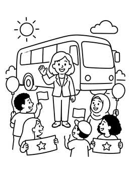 Free printable Friendly Politician Greeting Cheering Supporters coloring page