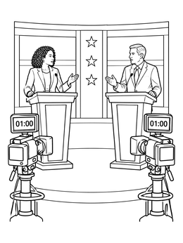 Free printable Politicians At A Televised Debate coloring page
