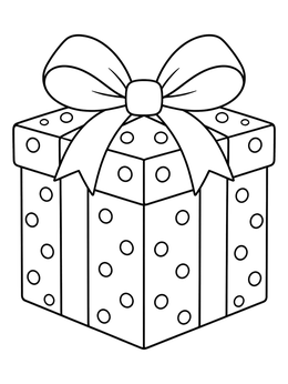 Free printable Polka Dot Christmas Gift Box coloring page