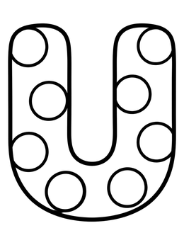 Free printable Polka Dot Letter U coloring page