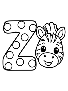 Free printable Polka Dot Letter Z With Zebra coloring page