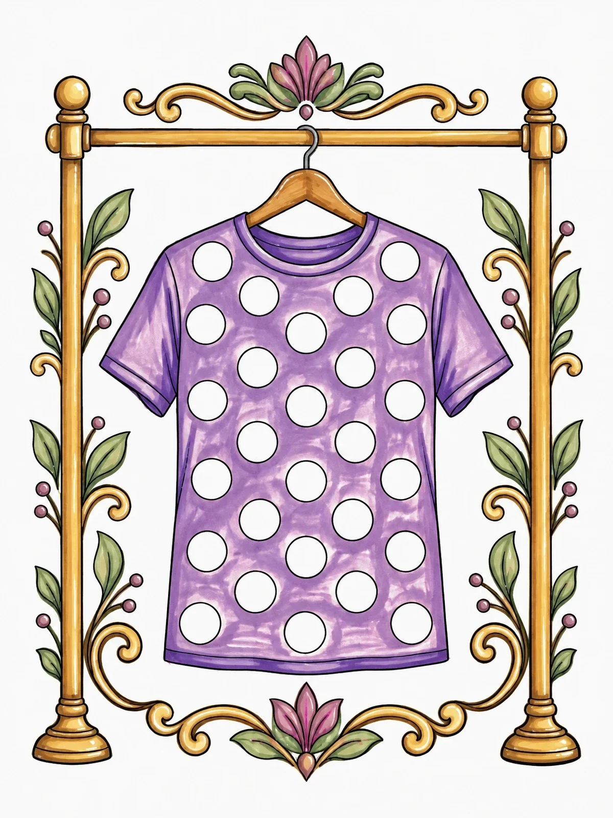 Colored example of the Polka Dot Shirt On Decorative Rack coloring page