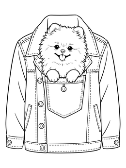 Free printable Pomeranian In Denim Jacket Pocket coloring page
