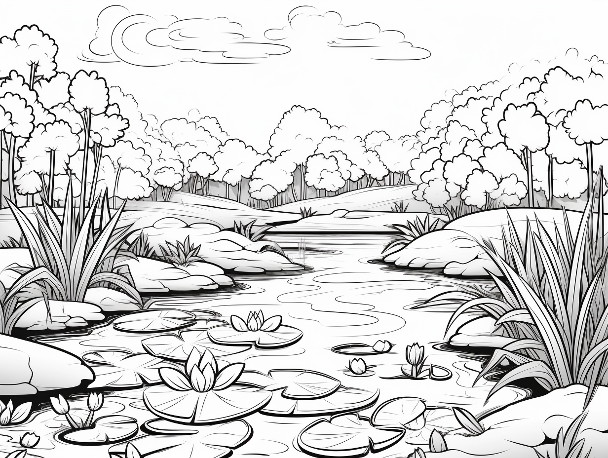 Pond Themed Coloring Page - Coloring Page