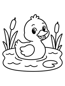 Free printable Cute Duckling Swimming In Pond coloring page