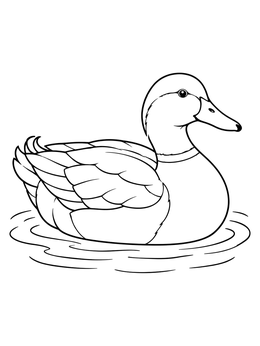 A duck swimming in gentle water ripples on this ponds coloring page.
