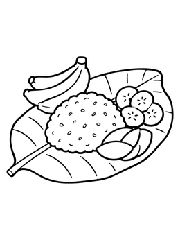 Free printable Traditional Pongal Feast On Banana Leaf coloring page