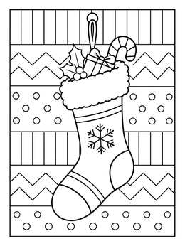 Free printable Pop Art Holiday Stocking coloring page