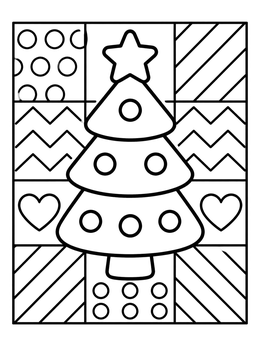 Free printable Pop Art Christmas Tree Grid coloring page