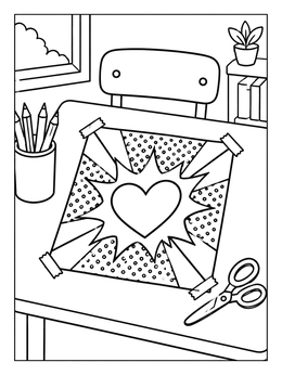 Free printable Pop Art Heart Poster On Desk coloring page