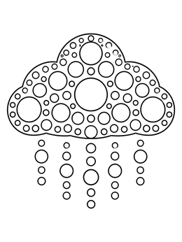 A stylized cloud with circular patterns in this pop art coloring page.