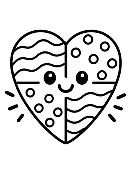 Free printable Pop Art Smiling Pattern Heart coloring page