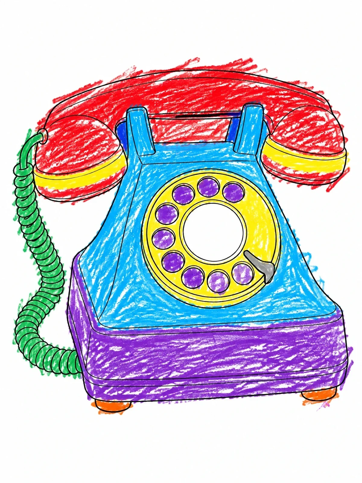 Colored example of the Vintage Rotary Dial Telephone coloring page
