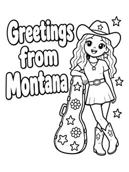 Free printable Pop Singer Greetings From Montana coloring page