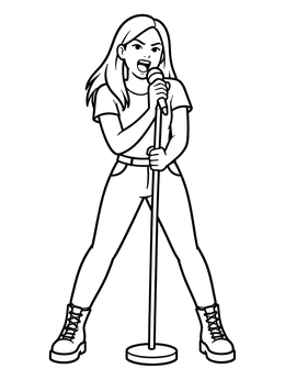 Free printable Pop Singer With Microphone Stand coloring page