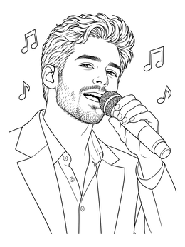 Free printable Pop Singer Performing With Microphone coloring page