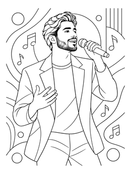 Free printable Pop Singer Performing On Stage coloring page