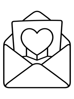 Free printable Pop Up Heart Valentine Envelope coloring page