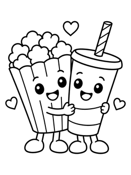 Free printable Popcorn And Soda Best Friends coloring page