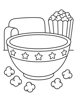 Free printable Popcorn Bowl With Star Pattern coloring page