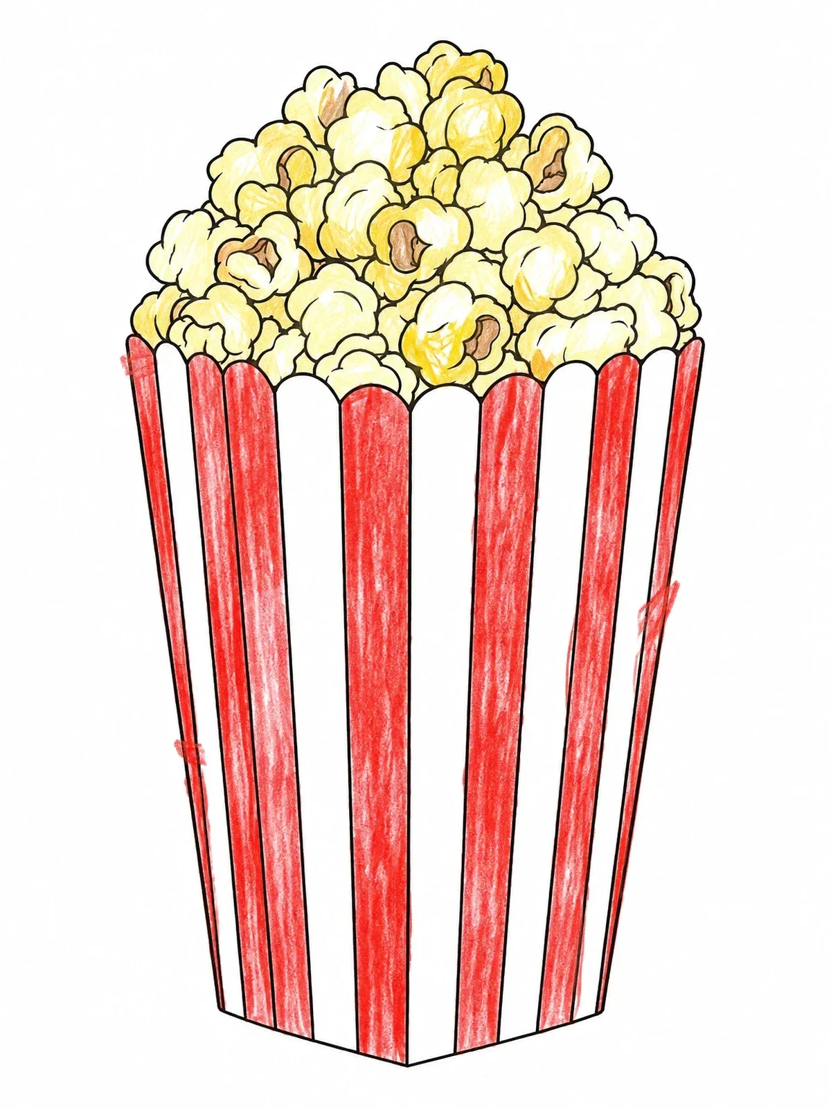 Colored example of the Popcorn Bucket Filled To The Top coloring page