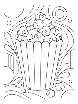 Free printable Popcorn Bucket With Abstract Patterns coloring page