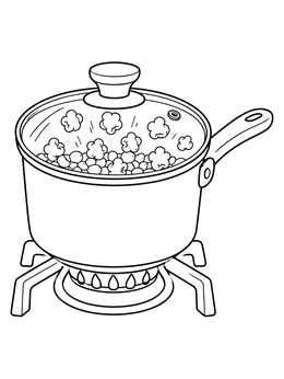 Free printable Popcorn Popping On The Stove coloring page