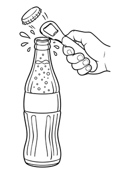 Hand using a bottle opener on this fun soda coloring page.