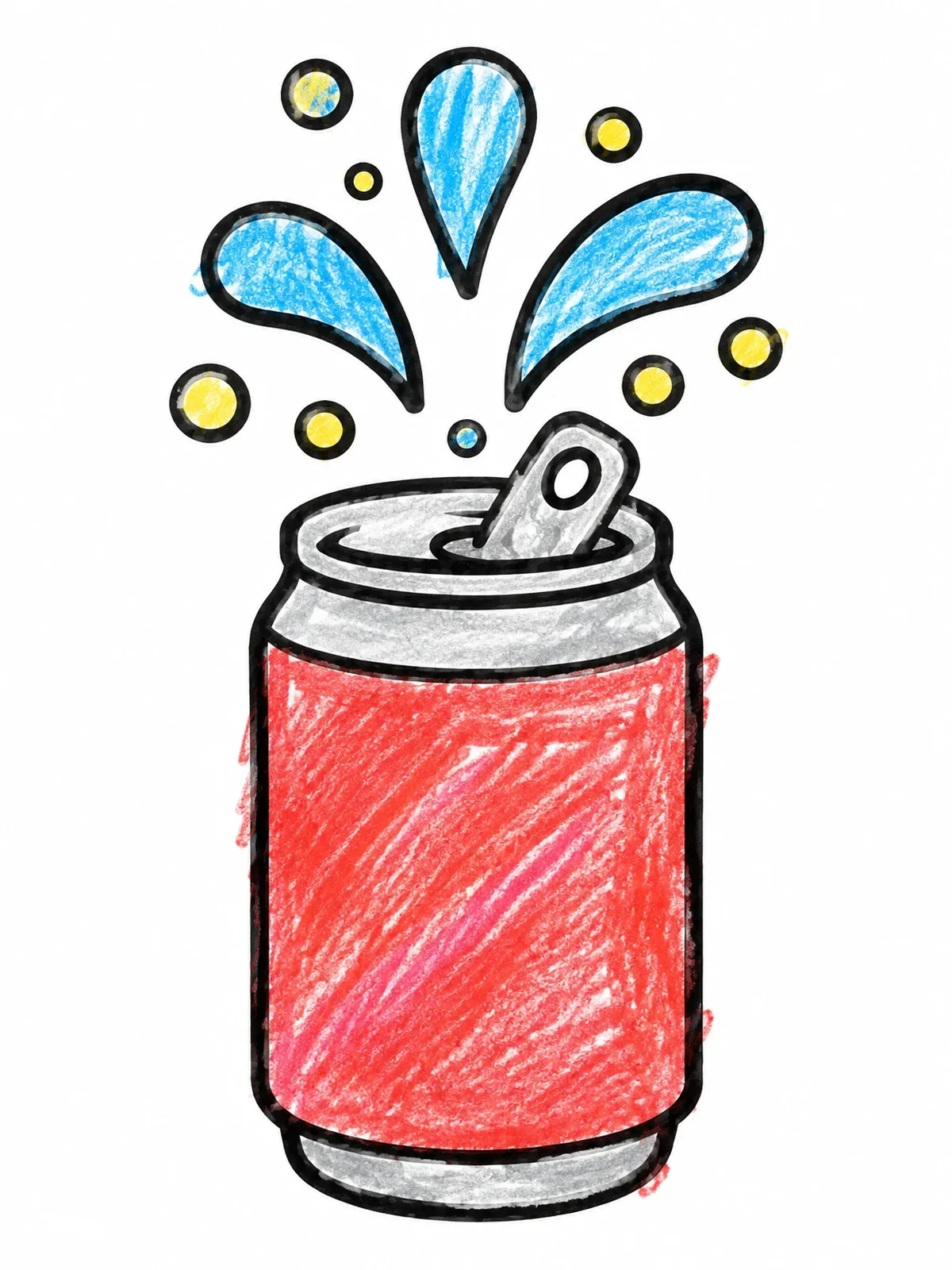 Colored example of the Popping Soda Can With Fizz coloring page