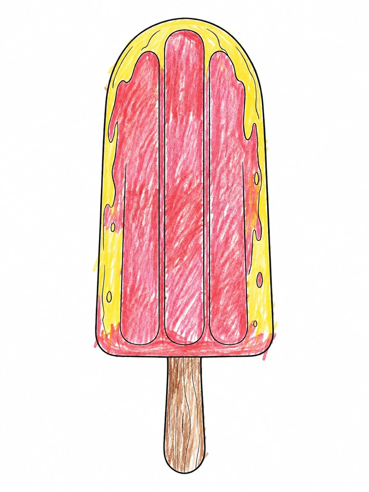 Colored example of the Classic Grooved Ice Pop On Stick coloring page