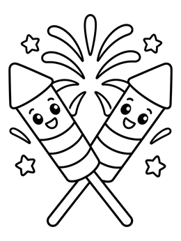 Two smiling rocket pops celebrate in this fun popsicle coloring page.