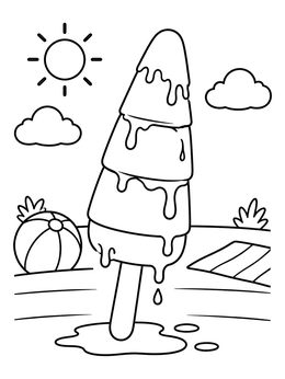 A melting rocket treat outdoors on a sunny day popsicle coloring page.