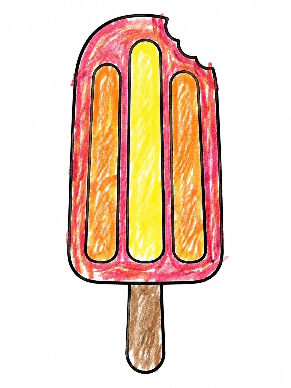 Colored example of the Popsicle With A Bite coloring page
