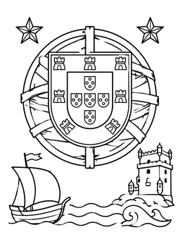 Free printable Portuguese Coat Of Arms And Caravel coloring page