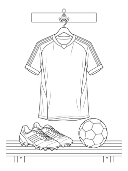 A soccer jersey, cleats, and a ball in this portugal coloring page.
