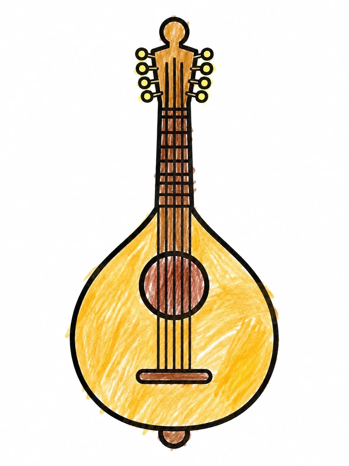 Colored example of the Traditional Portuguese Fado Guitar coloring page