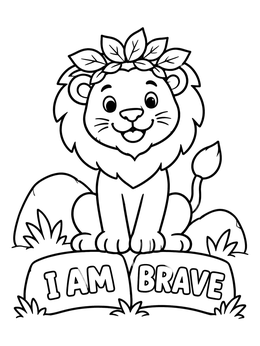 Free printable Brave Little Lion With Leaf Crown coloring page