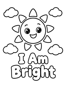 Free printable I Am Bright Smiling Sun coloring page