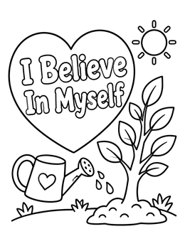 Free printable I Believe In Myself Growth Plant coloring page