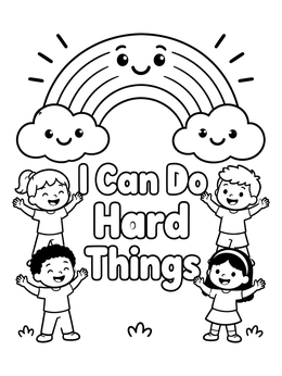 Free printable I Can Do Hard Things Affirmation coloring page