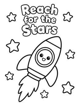 Free printable Reach For The Stars Rocket coloring page