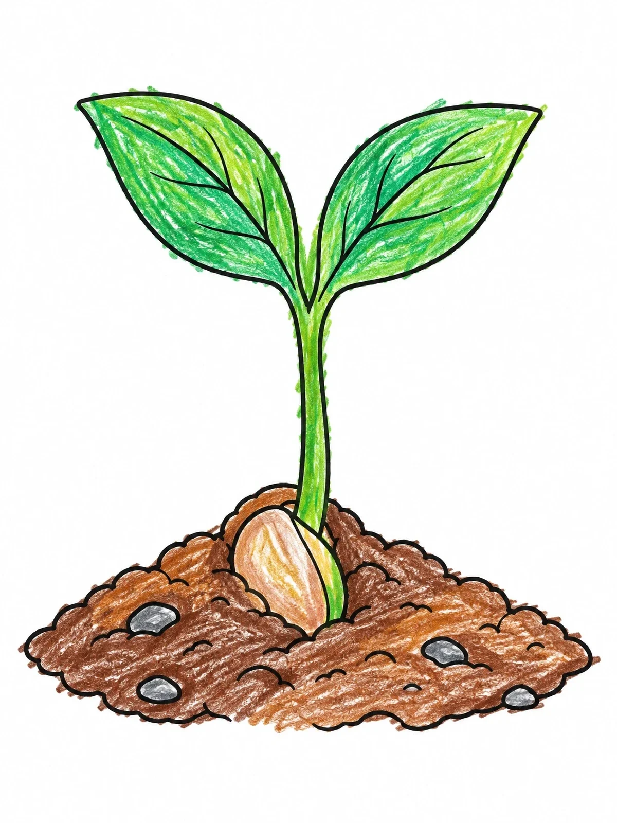 Colored example of the Sprouting Seedling In Garden Soil coloring page