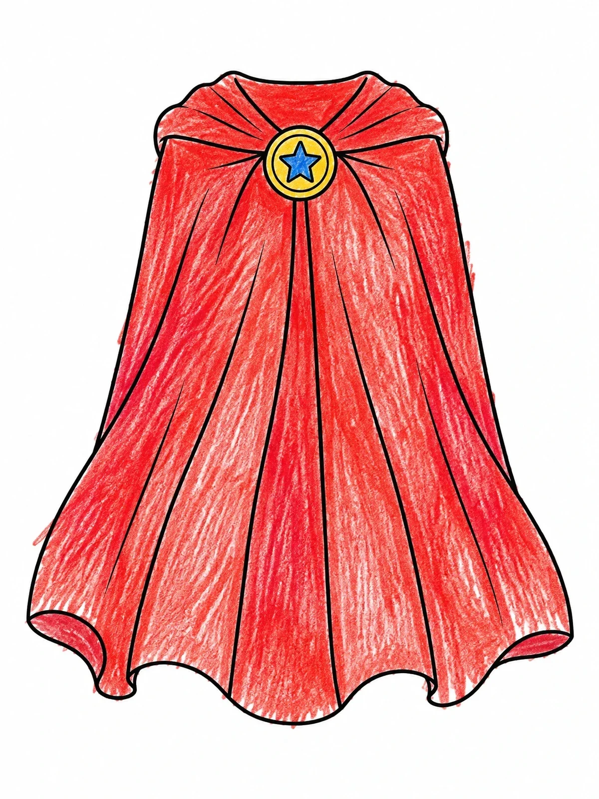 Colored example of the Superhero Cape With Courage Star Emblem coloring page