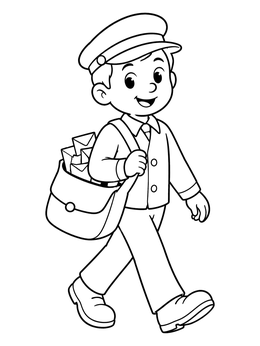 Free printable Cheerful Mail Carrier Walking With Bag coloring page