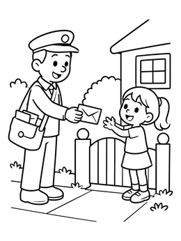 Free printable Friendly Mail Carrier Delivering A Letter coloring page