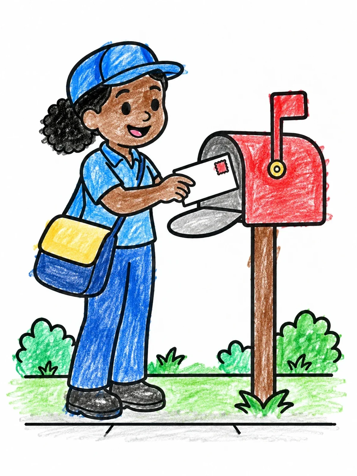 Colored example of the Friendly Mail Carrier Delivering A Letter coloring page