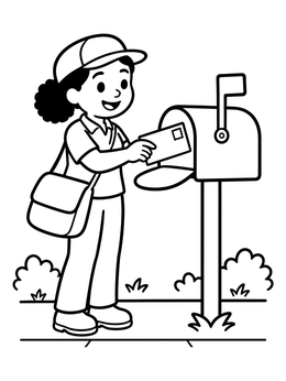 Free printable Friendly Mail Carrier Delivering A Letter coloring page