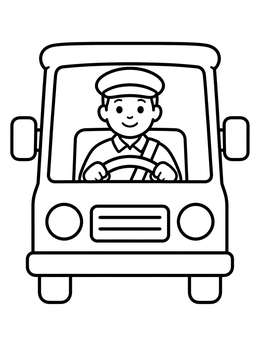 Free printable Friendly Mail Carrier Driving Delivery Van coloring page